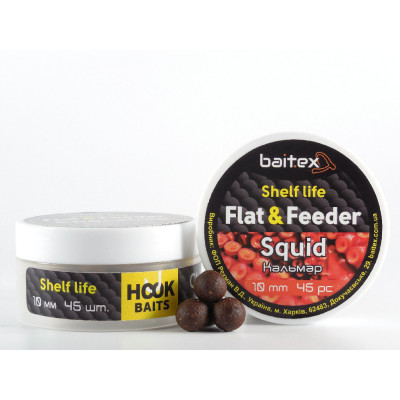 Бойли Baitex варені Flat & Feeder Squid 10 мм (45 шт)