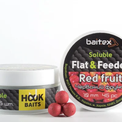 Бойли Baitex пилящі Flat & Feeder Red Fruit 10 мм (45 шт)