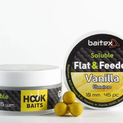 Бойли Baitex пилящі Flat & Feeder Vanilla 10 мм (45 шт)