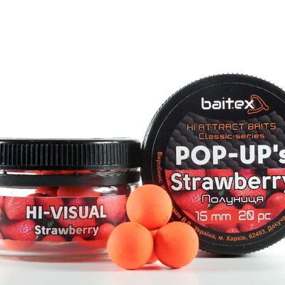 Бойли Baitex Pop-Ups Strawberry 15мм (20шт)