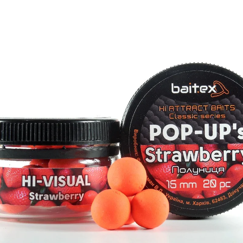 Бойли Baitex Pop-Ups Strawberry 15мм (20шт)