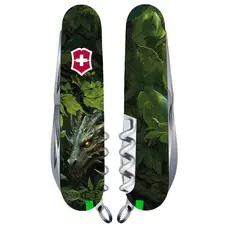 Складаний ніж Victorinox HUNTSMAN ZODIAC Зелений дерев'яний дракон 1.3713.3.Z3240p