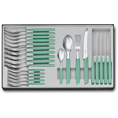 Набор кухонный Victorinox Swiss Modern Table Set 24шт с мятн. ручкой (6 ножей tomato,6 вилок,6 ложек,6 ложек)