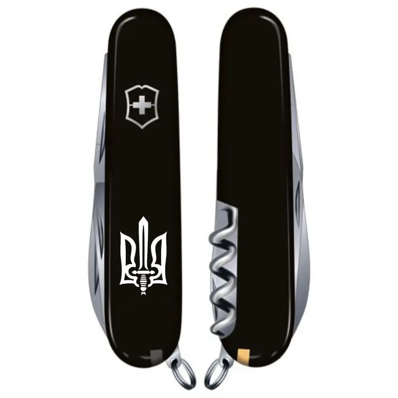 CLIMBER UKRAINE 91мм/14функ/черн /штоп/ножн/крюк /Трезубец ОУН бел. CLIMBER UKRAINE 91мм/14функ/черн /штоп/ножн/крюк /Трезубец ОУН бел.