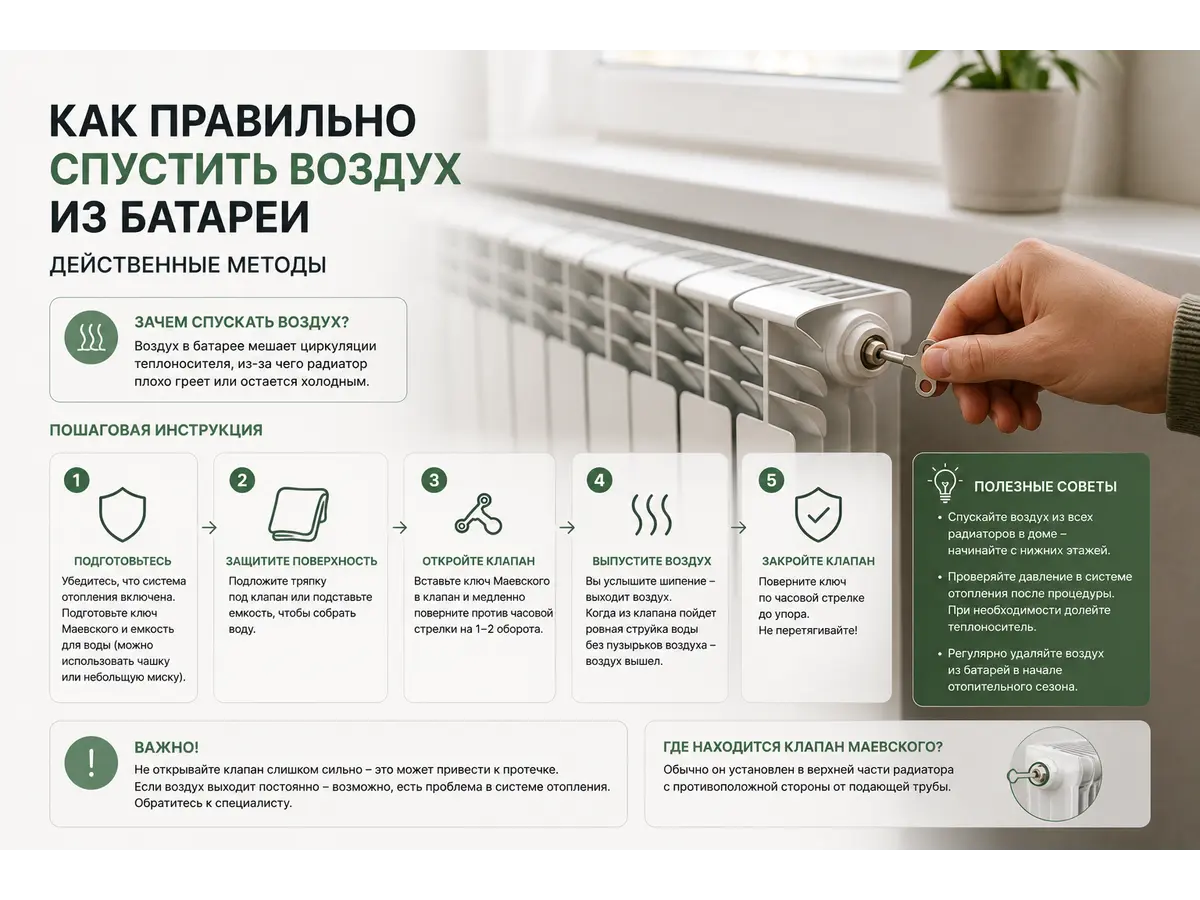 Как правильно спустить воздух из батареи — действенные методы