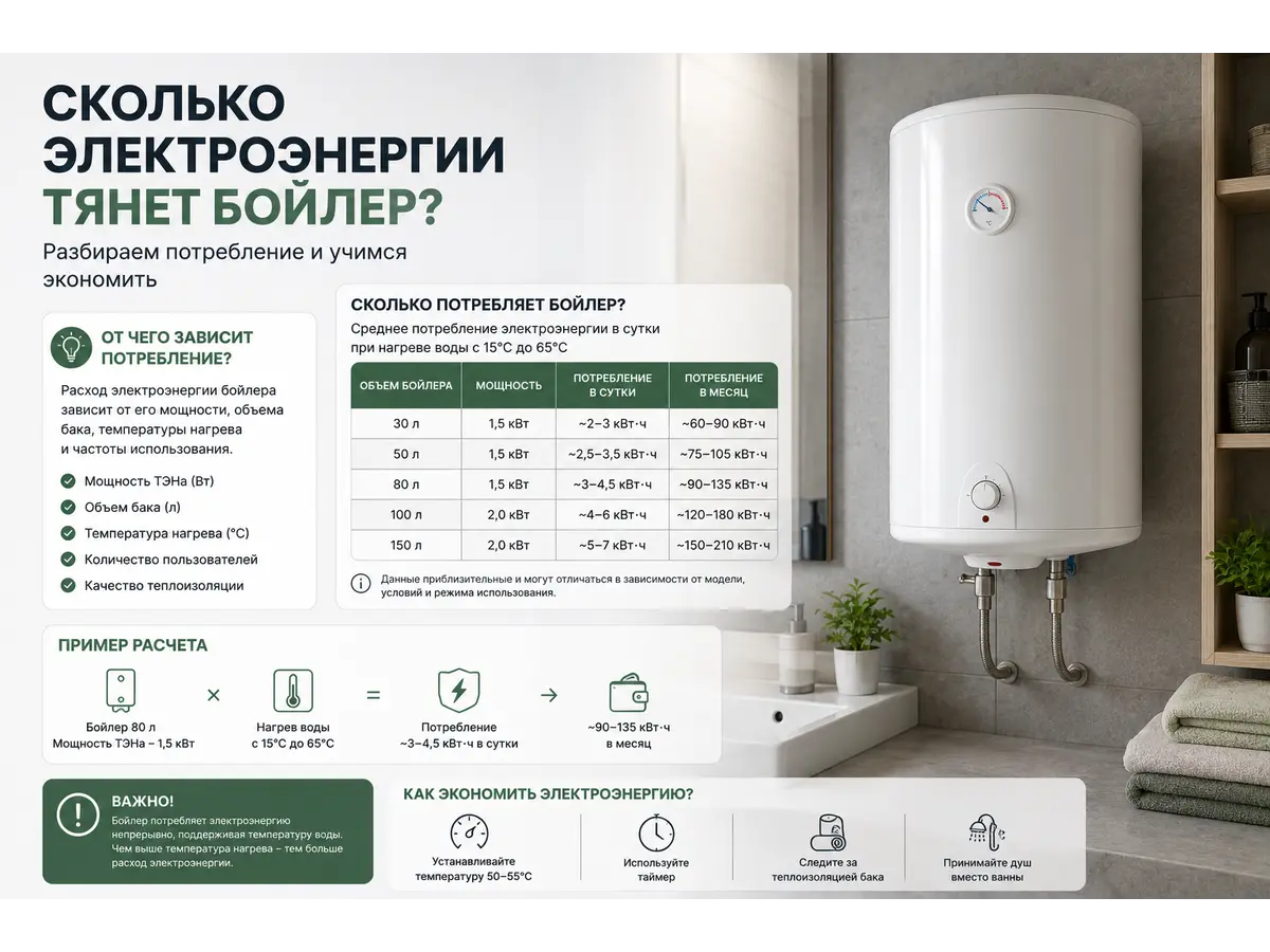 Сколько электроэнергии тянет бойлер?