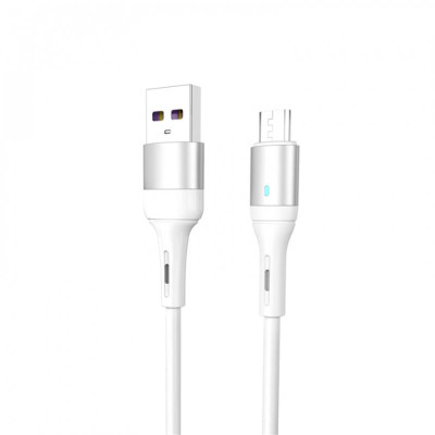 Кабель SkyDolphin S06V LED Smart Power USB - microUSB 1м, White (USB-000558)