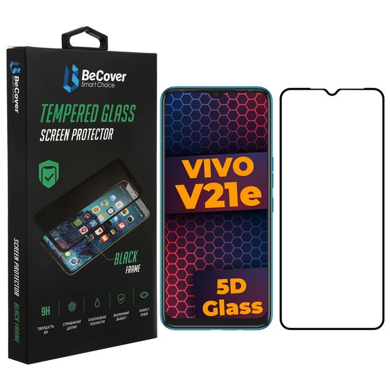 Захисне скло BeCover для Vivo V21E Black (707246)