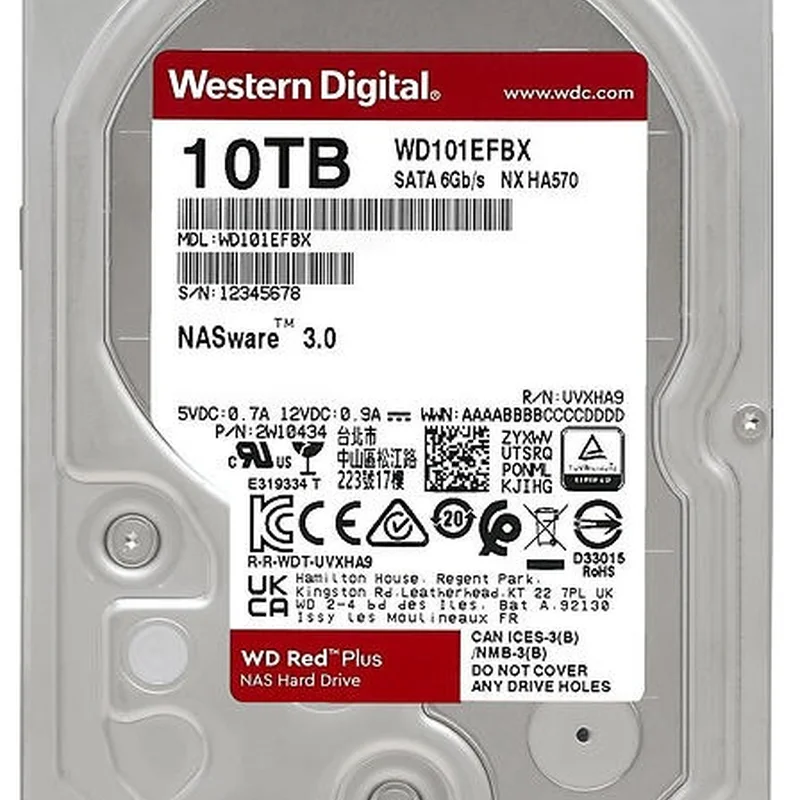 Накопичувач HDD SATA 10.0TB WD Red Plus 7200rpm 256MB (WD101EFBX)