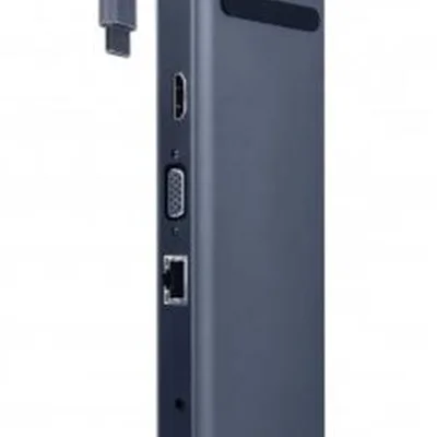 Док-станція Cablexpert USB-C 10-в-1 (A-CM-COMBO10-01) USB-хаб + HDMI/VGA/PD/картрідер/LAN/3.5-мм аудіо