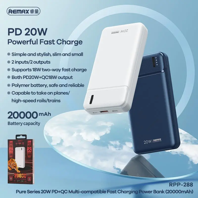 Універсальна мобільна батарея Remax RPP-288 Pure 20000mAh White (6954851241621) Універсальна мобільна батарея Remax RPP-288 Pure 20000mAh White (6954851241621)