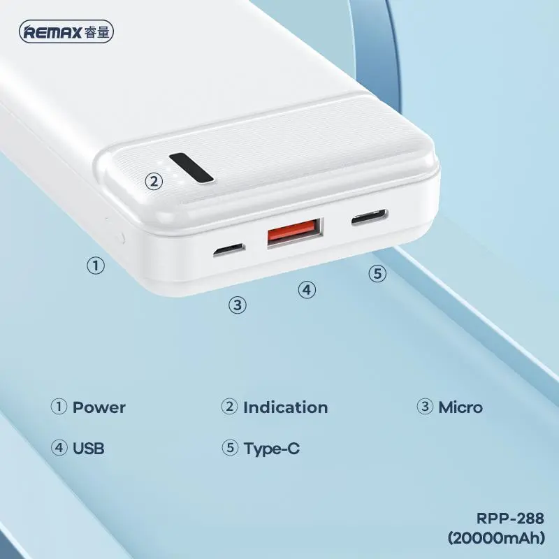 Універсальна мобільна батарея Remax RPP-288 Pure 20000mAh White (6954851241621) Універсальна мобільна батарея Remax RPP-288 Pure 20000mAh White (6954851241621)