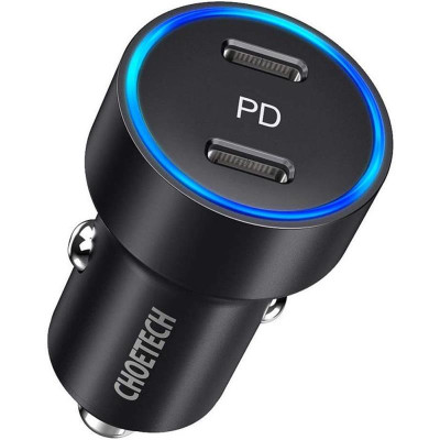 Автомобільний зарядний пристрій Choetech (2xUSB Type C) PD3.0 QC3.0 AFC 36W 2.4A (C0054)