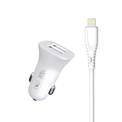 Автомобільний зарядний пристрій SkyDolphin SZ09L (2USB, 3.4A) White (AZP-000108) + кабель Lightning