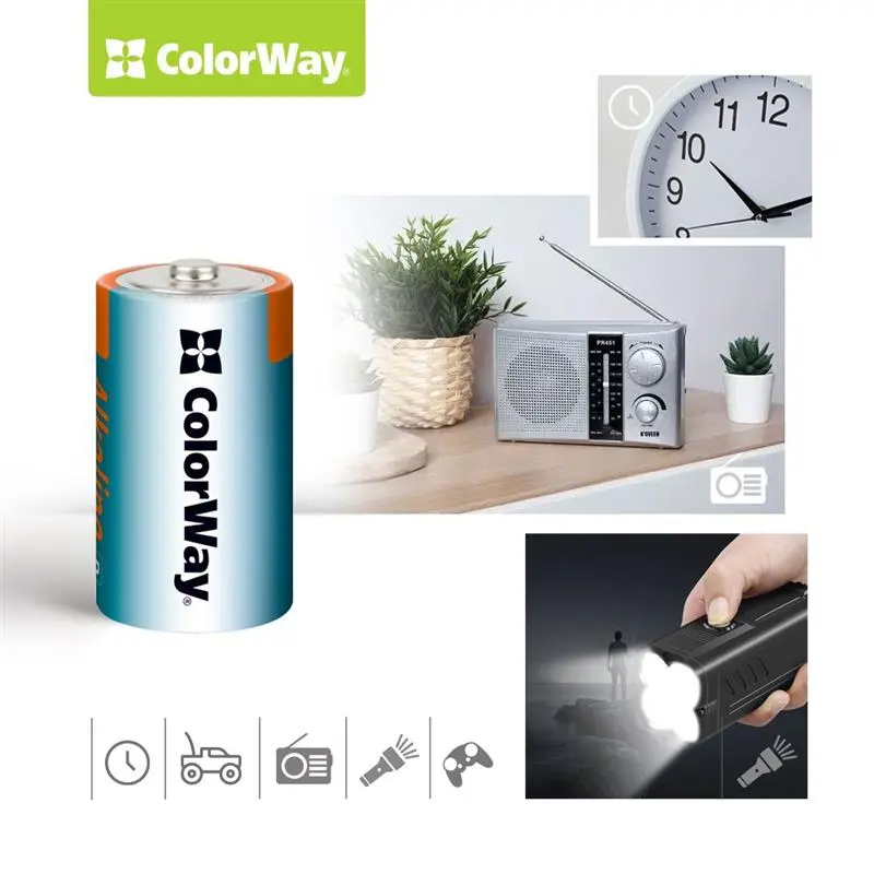 Батарейка ColorWay Alkaline Power D/LR20 BL 2шт Батарейка ColorWay Alkaline Power D/LR20 BL 2шт
