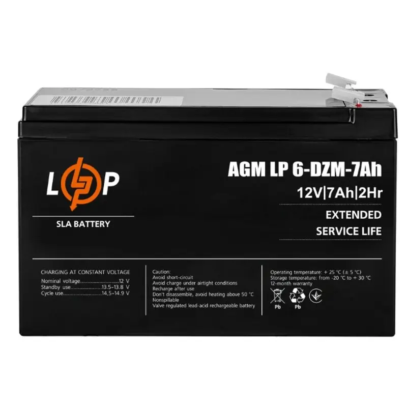 Акумуляторна батарея LogicPower 12V 7AH (LP 6-DZM-7 Ah) AGM Акумуляторна батарея LogicPower 12V 7AH (LP 6-DZM-7 Ah) AGM