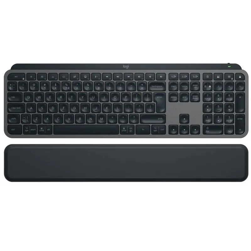 Клавiатура бездротова Logitech MX Keys S Plus Palm Rest Graphite (920-011589)