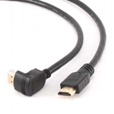 Кабель Cablexpert HDMI - HDMI V 1.4 (M/M), вилка/кутова вилка, 3 м, чорний (CC-HDMI490-10) пакет