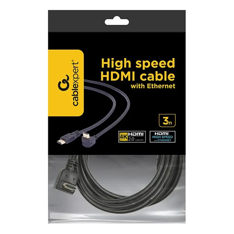 Кабель Cablexpert HDMI - HDMI V 1.4 (M/M), вилка/кутова вилка, 3 м, чорний (CC-HDMI490-10) пакет Кабель Cablexpert HDMI - HDMI V 1.4 (M/M), вилка/кутова вилка, 3 м, чорний (CC-HDMI490-10) пакет