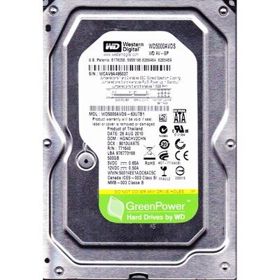 Накопичувач HDD SATA 500GB WD AV-GP 32MB (WD5000AVDS) Refurbished