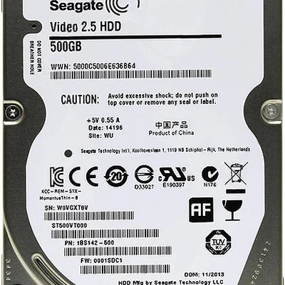 Накопичувач HDD 2.5" SATA 500GB Seagate 5400rpm 16MB Video (ST500VT000) Refurbished