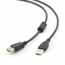 Кабель Cablexpert подовжувач USB - USB V 2.0 (M/F), 4.5 м, феритовий фільтр, чорний (CCF-USB2-AMAF-15)