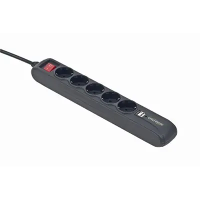 Мережевий фільтр EnerGenie (SPG5-U2-5) 5 розеток, 2хUSB, 1.5 м, чорний
