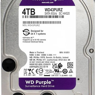 Накопичувач HDD SATA 4.0TB WD Purple 5400rpm 256MB (WD43PURZ)