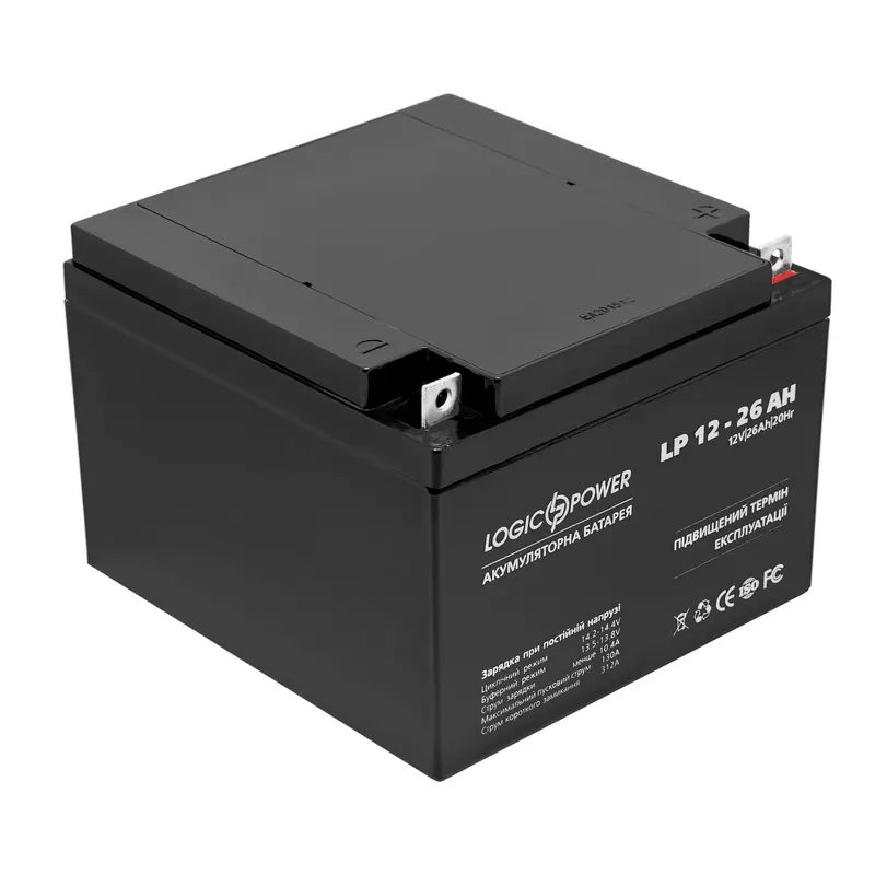 Акумуляторна батарея LogicPower LPM 12V 26AH (LPM 12 - 26 AH) AGM Акумуляторна батарея LogicPower LPM 12V 26AH (LPM 12 - 26 AH) AGM