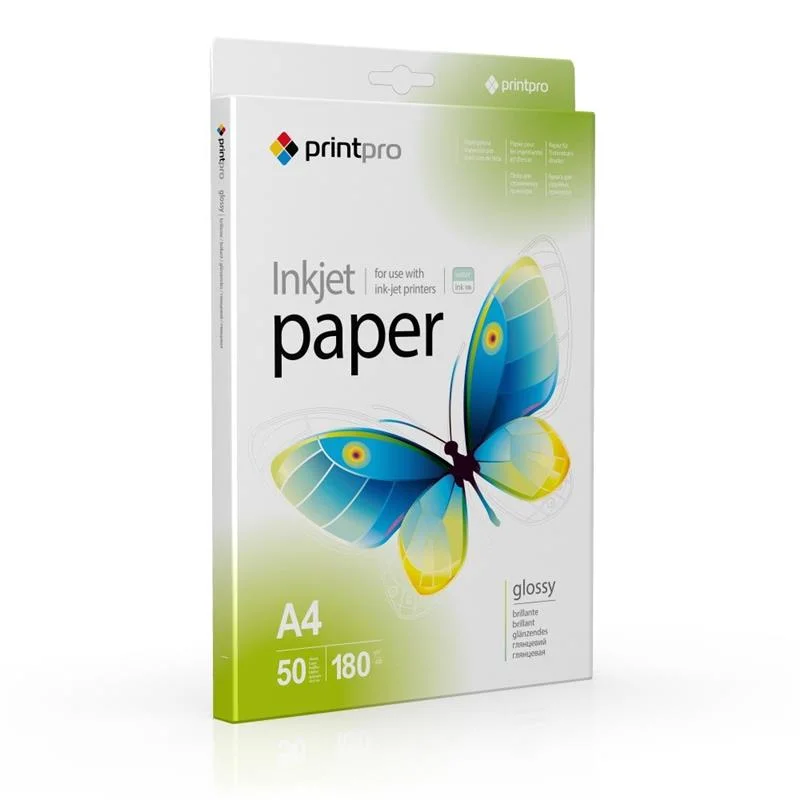 Фотопапiр PrintPro глянцевий 180г/м2 A4 50арк (PGE180050A4)