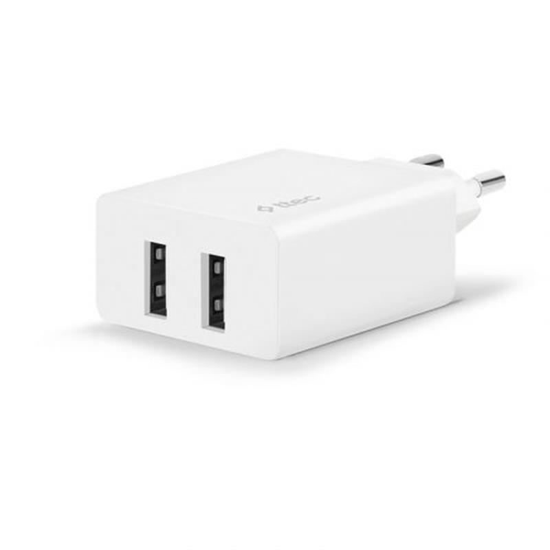 Мережевий зарядний пристрій Ttec SmartCharger DUO 2хUSB 2.4А/12Вт White (2SCS21B)