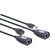 Кабель Cablexpert USB - RJ-45 (M/F), подовжувач USB 2.0 по кручений парі, до 30 м, чорний (UAE-30M)