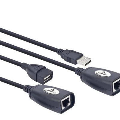 Кабель Cablexpert USB - RJ-45 (M/F), подовжувач USB 2.0 по кручений парі, до 30 м, чорний (UAE-30M)