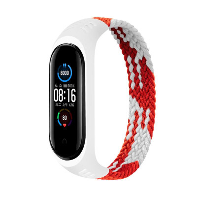 Ремінець BeCover Elastic Nylon Style для Xiaomi Mi Smart Band 5/Mi Smart Band 6 Size M Red/White (706148)