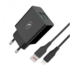 Зарядний пристрій SkyDolphin SC30L (2USB, 2.1A) Black (MZP-000170) + кабель Lightning