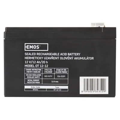 Акумуляторна батарея Emos B9656 12V 12AH (FAST.6.3 MM) AGM Акумуляторна батарея Emos B9656 12V 12AH (FAST.6.3 MM) AGM