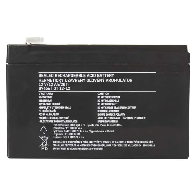 Акумуляторна батарея Emos B9656 12V 12AH (FAST.6.3 MM) AGM Акумуляторна батарея Emos B9656 12V 12AH (FAST.6.3 MM) AGM