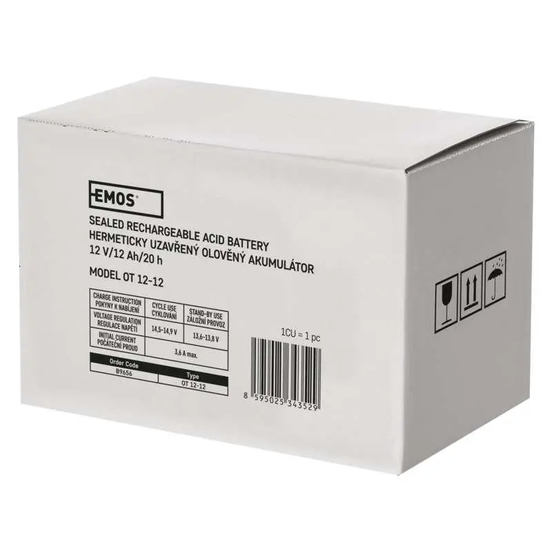 Акумуляторна батарея Emos B9656 12V 12AH (FAST.6.3 MM) AGM Акумуляторна батарея Emos B9656 12V 12AH (FAST.6.3 MM) AGM