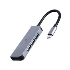 Концентратор USB Type-C Cablexpert 1xUSB3.0, 3хUSB2.0, метал, Grey (UHB-CM-U3P1U2P3-01)