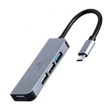 Концентратор USB Type-C Cablexpert 1xUSB3.0, 3хUSB2.0, метал, Grey (UHB-CM-U3P1U2P3-01)