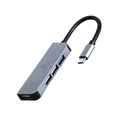 Концентратор USB Type-C Cablexpert 1xUSB3.0, 3хUSB2.0, метал, Grey (UHB-CM-U3P1U2P3-01)