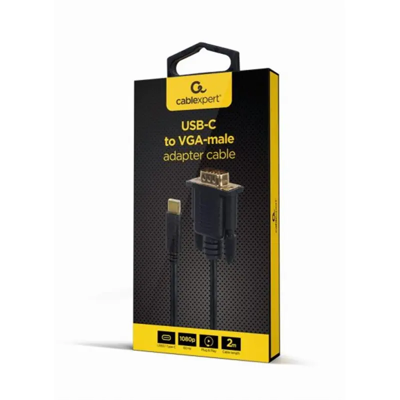 Кабель Cablexpert USB Type-C - VGA (M/M), 2 м, чорний (A-CM-VGAM-01) Кабель Cablexpert USB Type-C - VGA (M/M), 2 м, чорний (A-CM-VGAM-01)