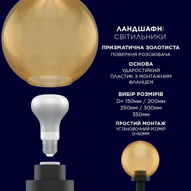 Світильник парковий Electrum Globe 150 Призматик (B-IP-0816) Світильник парковий Electrum Globe 150 Призматик (B-IP-0816)