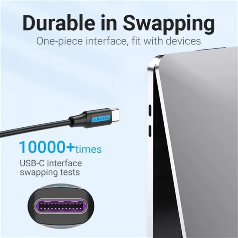 Кабель Vention USB Type-C - USB Type-C TPE Round PD 100W, 5A, 1m, Black (COTBF) Кабель Vention USB Type-C - USB Type-C TPE Round PD 100W, 5A, 1m, Black (COTBF)