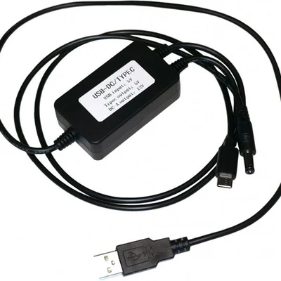 Адаптер XoKo USB - USB Type-C + DC (M/M), 9/12В, 0.7 м, Black (XK-DC-DC-C-12)