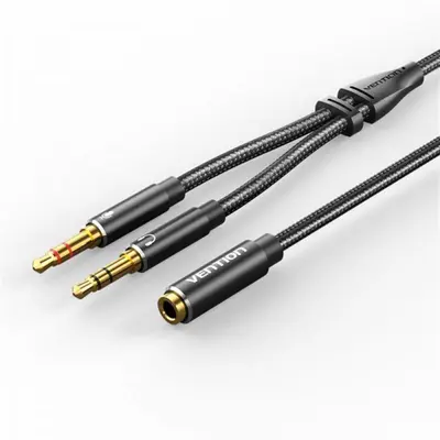 Кабель Vention 3.5 мм - 2х3.5 мм (F/M), 0.3 м, Black (BHFBY) Кабель Vention 3.5 мм - 2х3.5 мм (F/M), 0.3 м, Black (BHFBY)