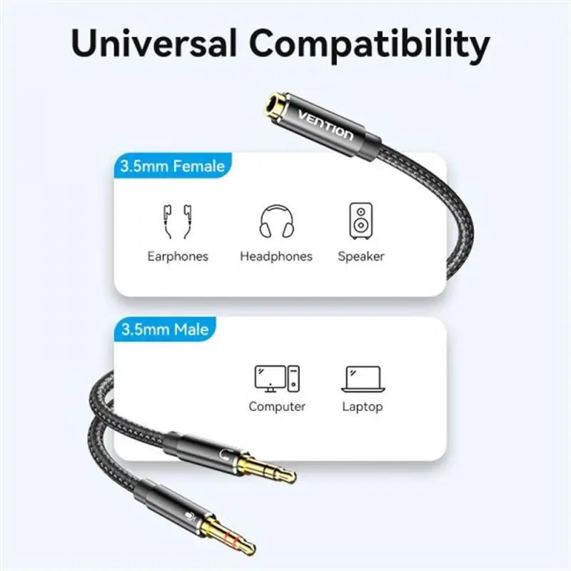 Кабель Vention 3.5 мм - 2х3.5 мм (F/M), 0.3 м, Black (BHFBY) Кабель Vention 3.5 мм - 2х3.5 мм (F/M), 0.3 м, Black (BHFBY)