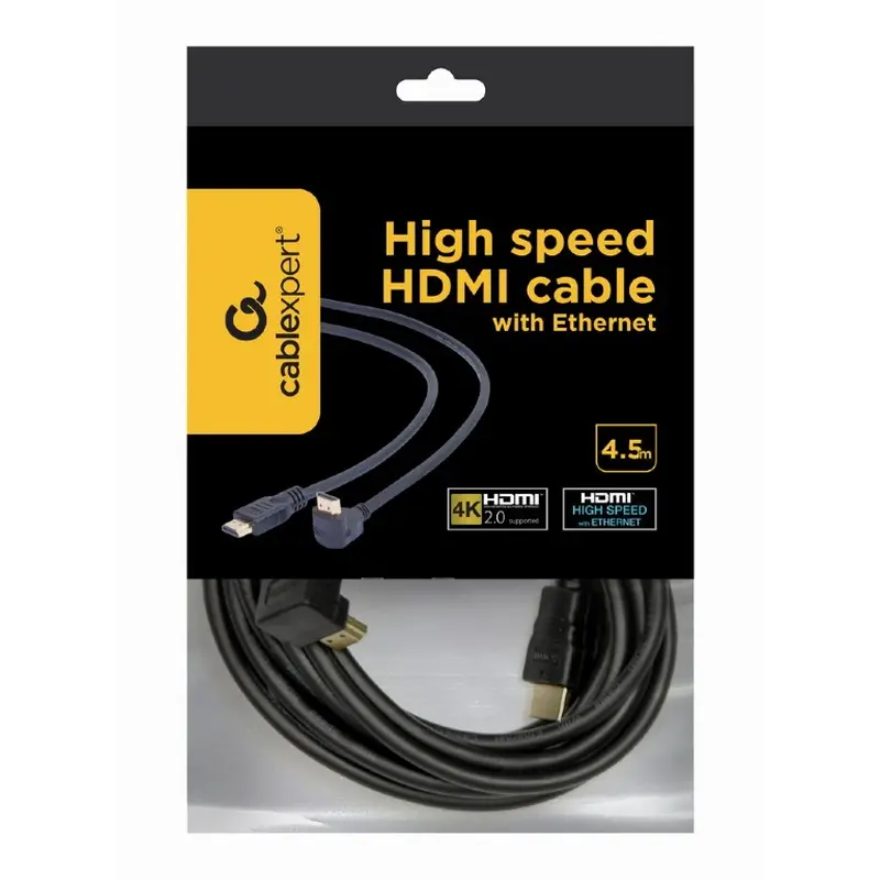 Кабель Cablexpert HDMI - HDMI V 1.4 (M/M), вилка/кутова вилка, 4.5 м, чорний (CC-HDMI490-15) пакет Кабель Cablexpert HDMI - HDMI V 1.4 (M/M), вилка/кутова вилка, 4.5 м, чорний (CC-HDMI490-15) пакет