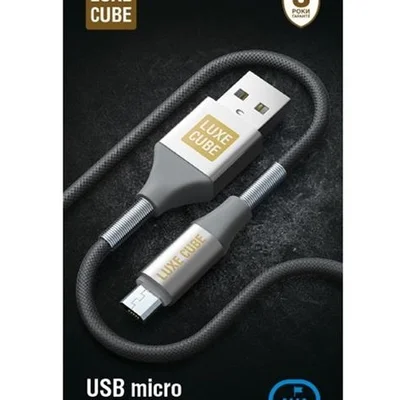 Кабель Luxe Cube Armored USB - microUSB (M/M), 1 м, сірий (8886668686105)