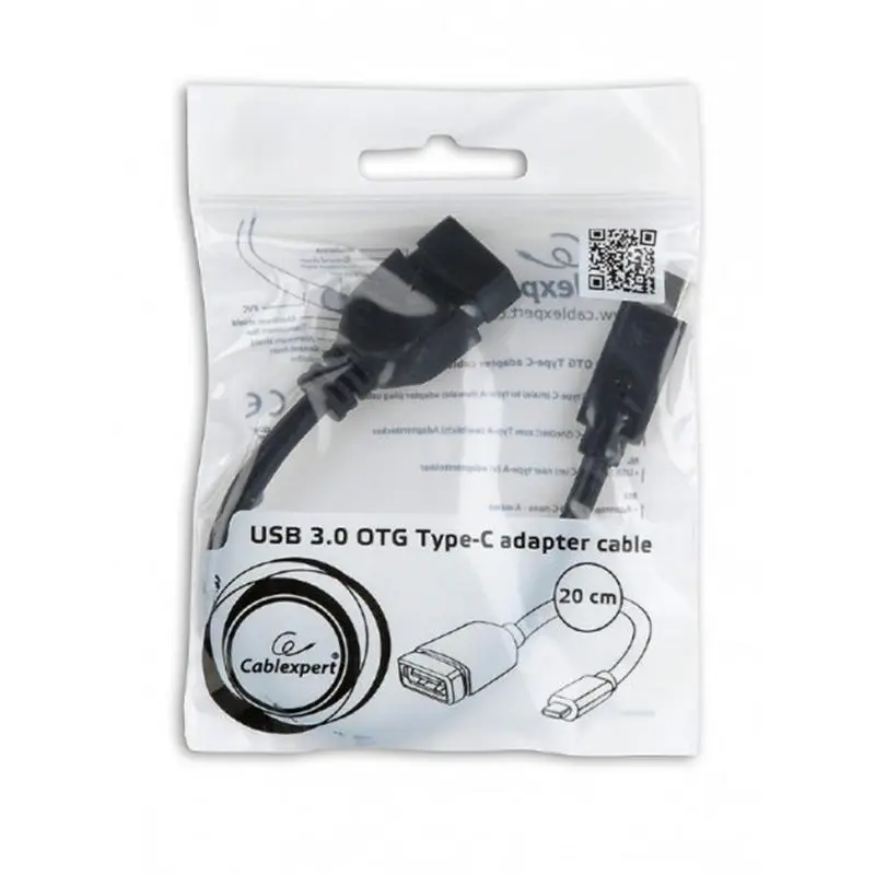 Кабель Cablexpert USB Type-C - USB V 3.0 (M/F), 0.2 м, чорний (A-OTG-CMAF3-01) Кабель Cablexpert USB Type-C - USB V 3.0 (M/F), 0.2 м, чорний (A-OTG-CMAF3-01)